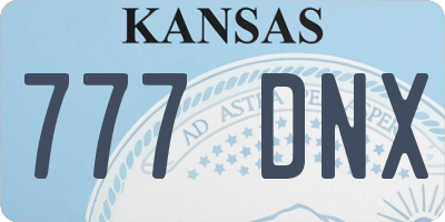 KS license plate 777DNX