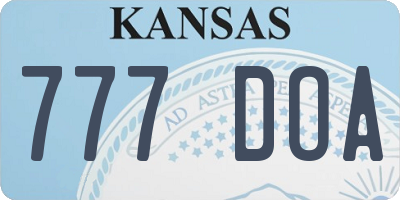 KS license plate 777DOA