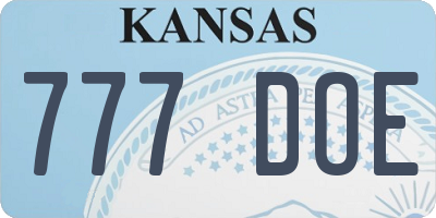 KS license plate 777DOE