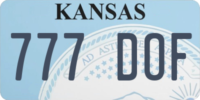 KS license plate 777DOF