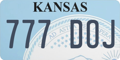 KS license plate 777DOJ