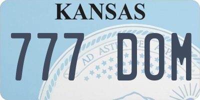 KS license plate 777DOM