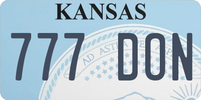 KS license plate 777DON