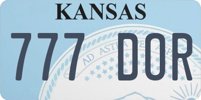 KS license plate 777DOR