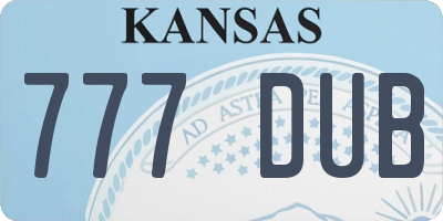 KS license plate 777DUB