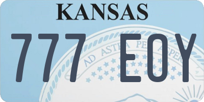 KS license plate 777EOY