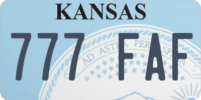 KS license plate 777FAF