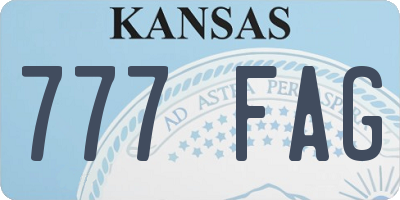 KS license plate 777FAG