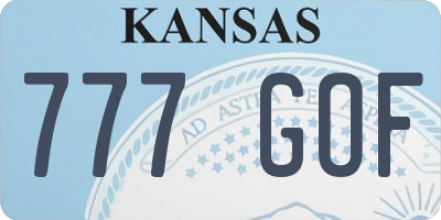 KS license plate 777GOF