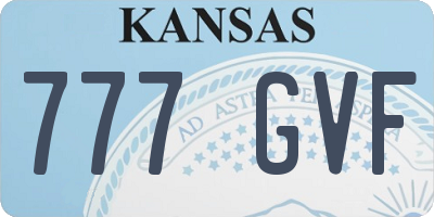 KS license plate 777GVF