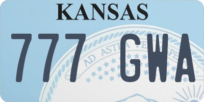 KS license plate 777GWA