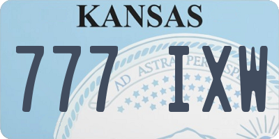 KS license plate 777IXW