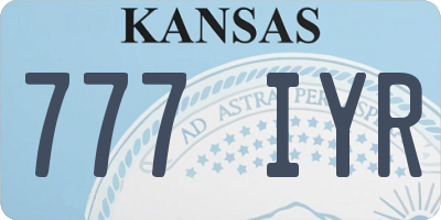 KS license plate 777IYR