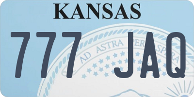 KS license plate 777JAQ