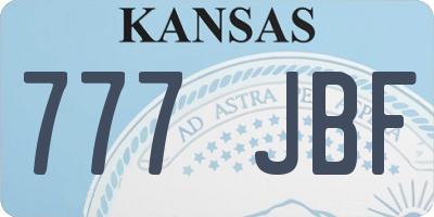 KS license plate 777JBF