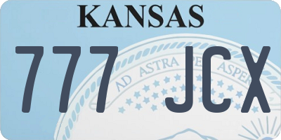 KS license plate 777JCX