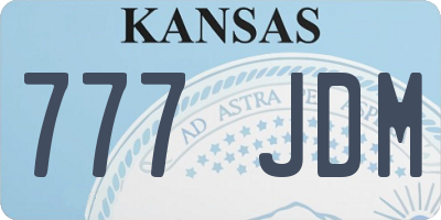 KS license plate 777JDM