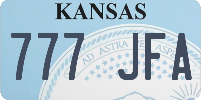 KS license plate 777JFA