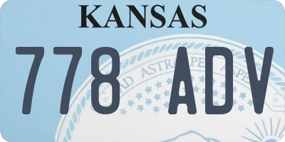KS license plate 778ADV