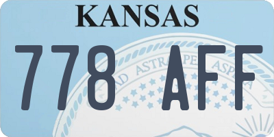 KS license plate 778AFF