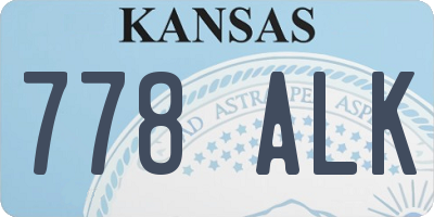 KS license plate 778ALK