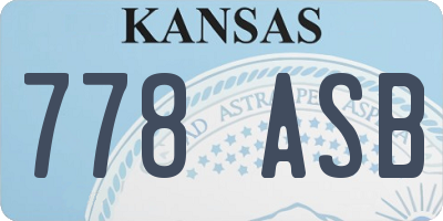 KS license plate 778ASB