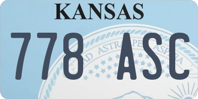 KS license plate 778ASC