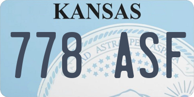 KS license plate 778ASF