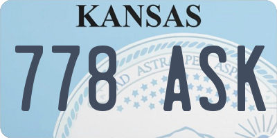 KS license plate 778ASK
