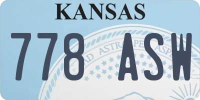 KS license plate 778ASW