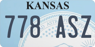 KS license plate 778ASZ