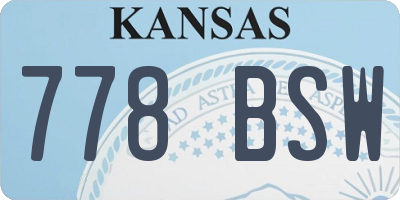 KS license plate 778BSW