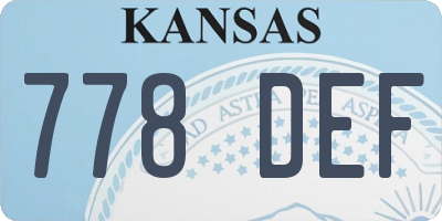 KS license plate 778DEF