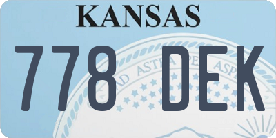KS license plate 778DEK