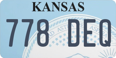 KS license plate 778DEQ