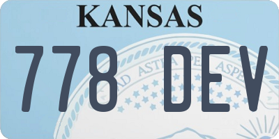 KS license plate 778DEV