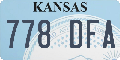 KS license plate 778DFA