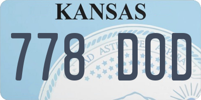 KS license plate 778DOD