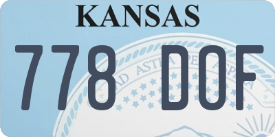 KS license plate 778DOF