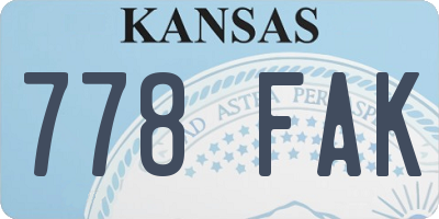 KS license plate 778FAK