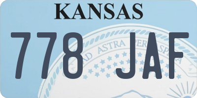 KS license plate 778JAF