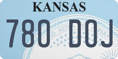 KS license plate 780DOJ