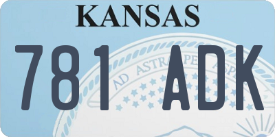 KS license plate 781ADK