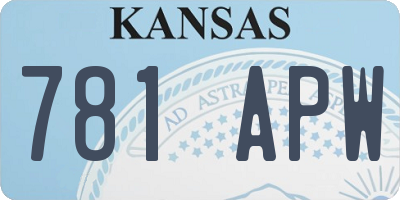 KS license plate 781APW
