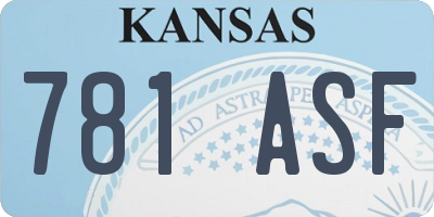 KS license plate 781ASF