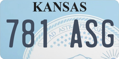 KS license plate 781ASG