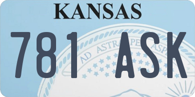 KS license plate 781ASK