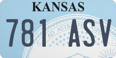 KS license plate 781ASV