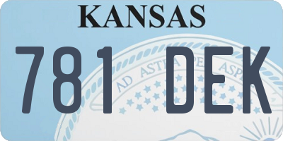 KS license plate 781DEK