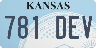 KS license plate 781DEV